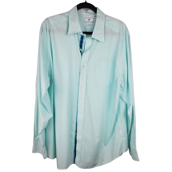 Men's Southern Tide Dress Shirt. Light gr/wt plaid. XL - Picture 1 of 10